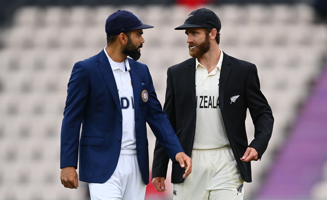 Virat Kohli and Kane Williamson at the toss, India vs New Zealand, World Test Championship (WTC) final, 2nd day, Southampton, June 19, 2021