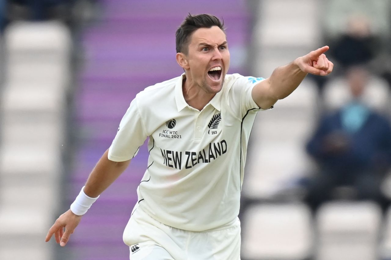 Trent Boult appeals - successfully - for the wicket of Cheteshwar Pujara, India vs New Zealand, World Test Championship (WTC) final, 2nd day, Southampton, June 19, 2021