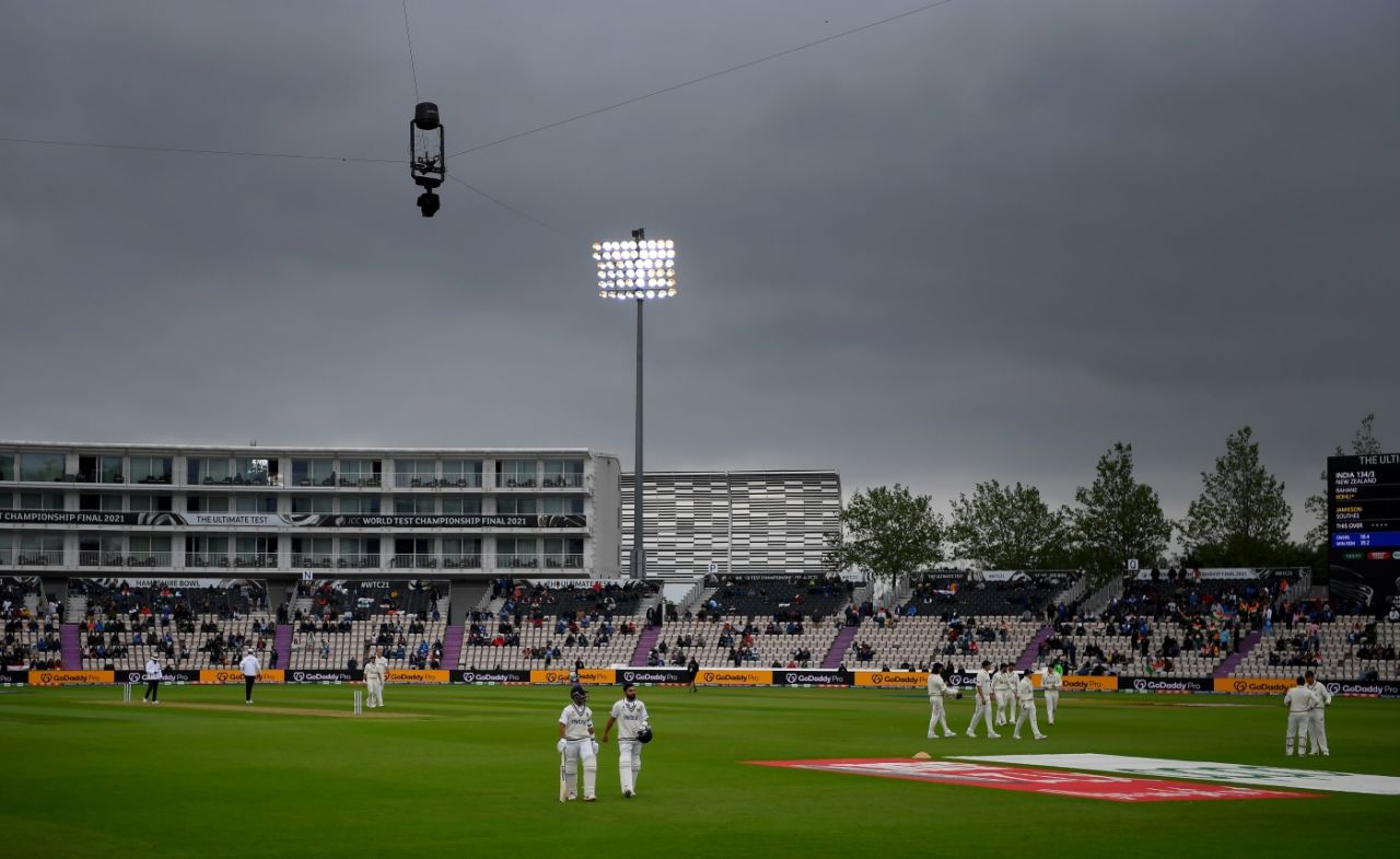 Play was stopped for bad light several times on day two of the WTC final, India vs New Zealand, World Test Championship (WTC) final, 2nd day, Southampton, June 19, 2021