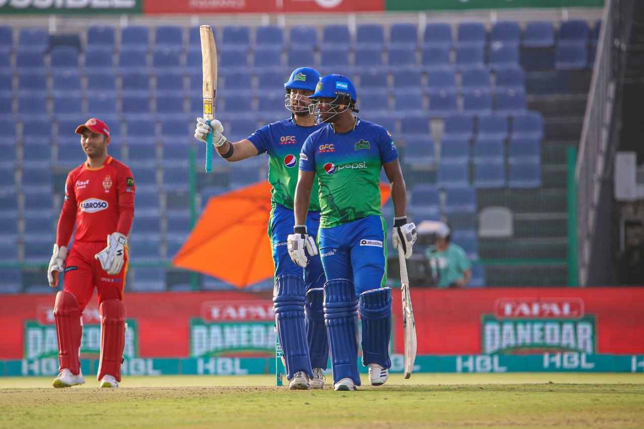 Sohaib Maqsood brought up a half-century, Multan Sultans vs Islamabad United, PSL Qualifier, Abu Dhabi, June 21, 2021