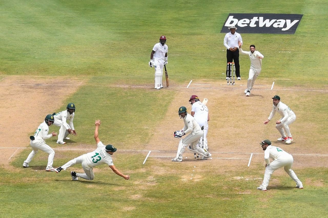 Wiaan Mulder's one-handed stunner to dismiss Joshua Da Silva gives Keshav Maharaj his hat-trick, West Indies vs South Africa, 2nd Test, Gros Islet, 4th day, June 21, 2021