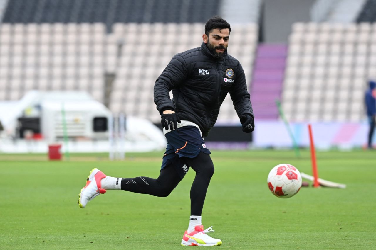 Virat Kohli warms up with a round of football, World Test Championship (WTC) final, 5th day, Southampton, June 22, 2021