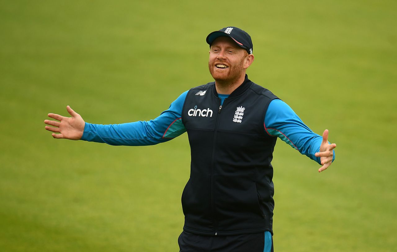 Jonny Bairstow linked up with the squad after an ankle injury last week, England training, Sri Lanka T20I series, Cardiff, June 21, 2021
