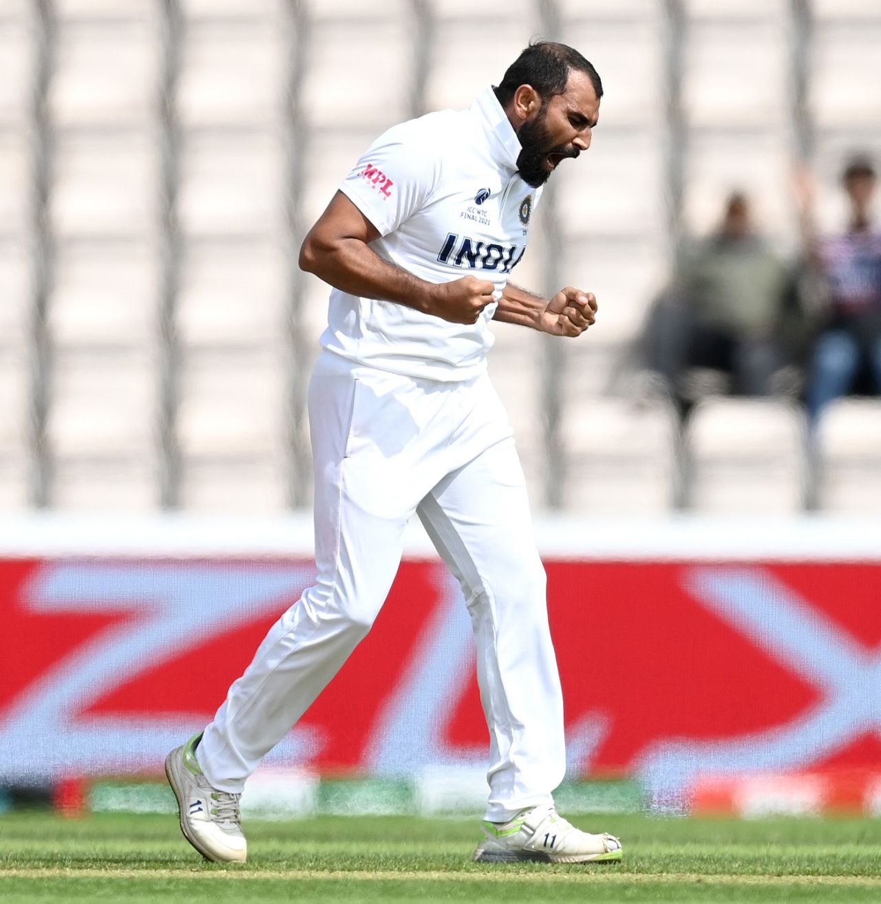 Mohammed Shami is jubilant after getting rid of Kyle Jamieson, India vs New Zealand, WTC final, Southampton, 5th day, June 22, 2021