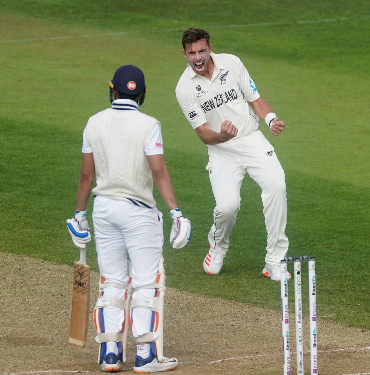 Tim Southee is jubilant after sending back Shubman Gill, India vs New Zealand, WTC final, Southampton, 5th day, June 22, 2021