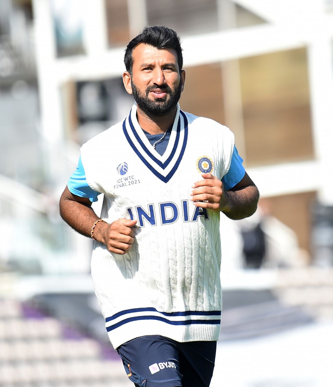 Cheteshwar Pujara take a jog, India vs New Zealand, World Test Championship (WTC) final, Southampton, Day 6 - Reserve day, June 23, 2021