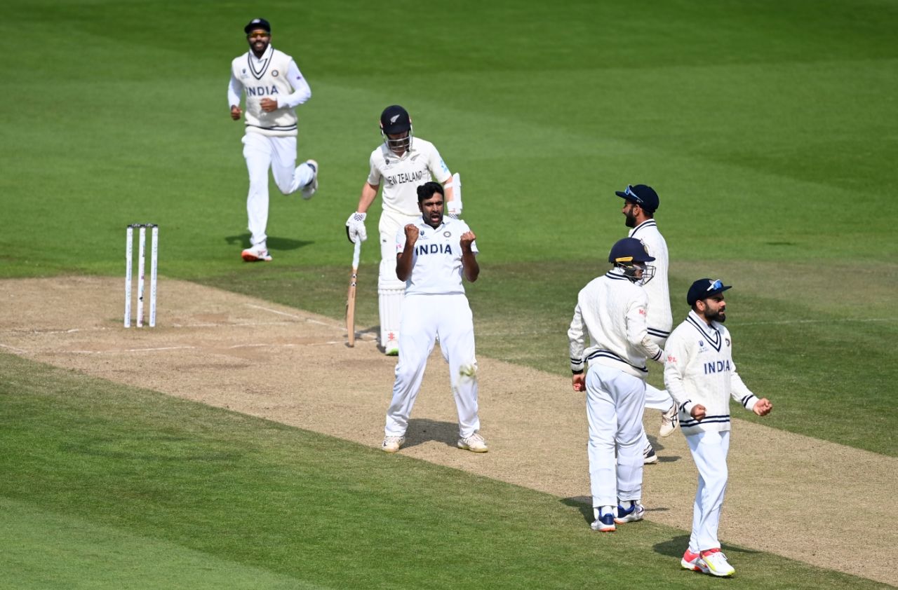 R Ashwin celebrates trapping Devon Conway lbw, India vs New Zealand, World Test Championship (WTC) final, Southampton, Day 6 - reserve day, June 23, 2021