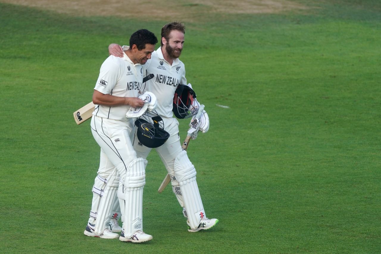 Ross Taylor and Kane Williamson put on an unbroken, match-sealing stand of 96, India vs New Zealand, World Test Championship (WTC) final, Southampton, Day 6 - reserve day, June 23, 2021