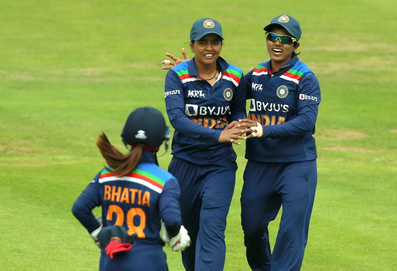Ekta Bisht celebrates the wicket of Heather Knight, England Women vs India Women, 1st ODI, Bristol, June 27, 2021
