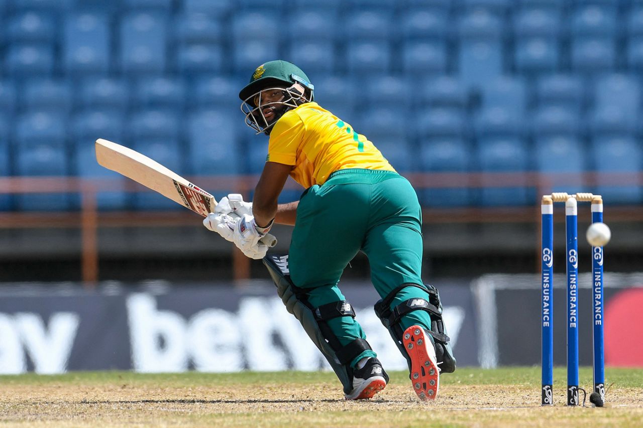 Temba Bavuma clips off the pads, West Indies vs South Africa, 2nd T20I, St George's, June 27, 2021