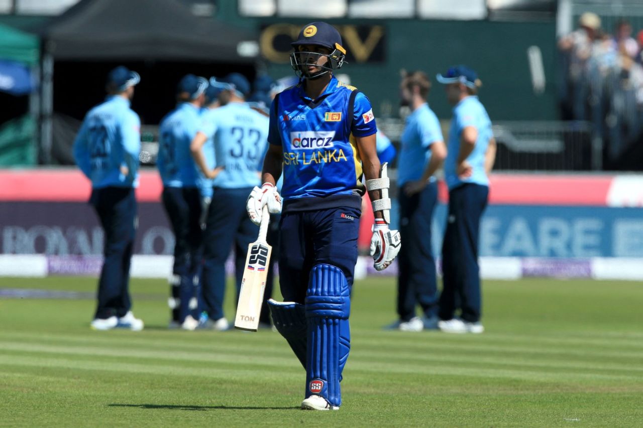 Dasun Shanaka fell early as Sri Lanka struggled in the Powerplay, England vs Sri Lanka, 1st ODI, Chester-le-Street, June 29, 2021