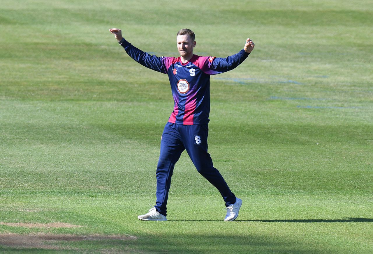 Graeme White celebrates a breakthrough, Northamptonshire vs Nottinghamshire, Vitality Blast, Wantage Road, June 13, 2021