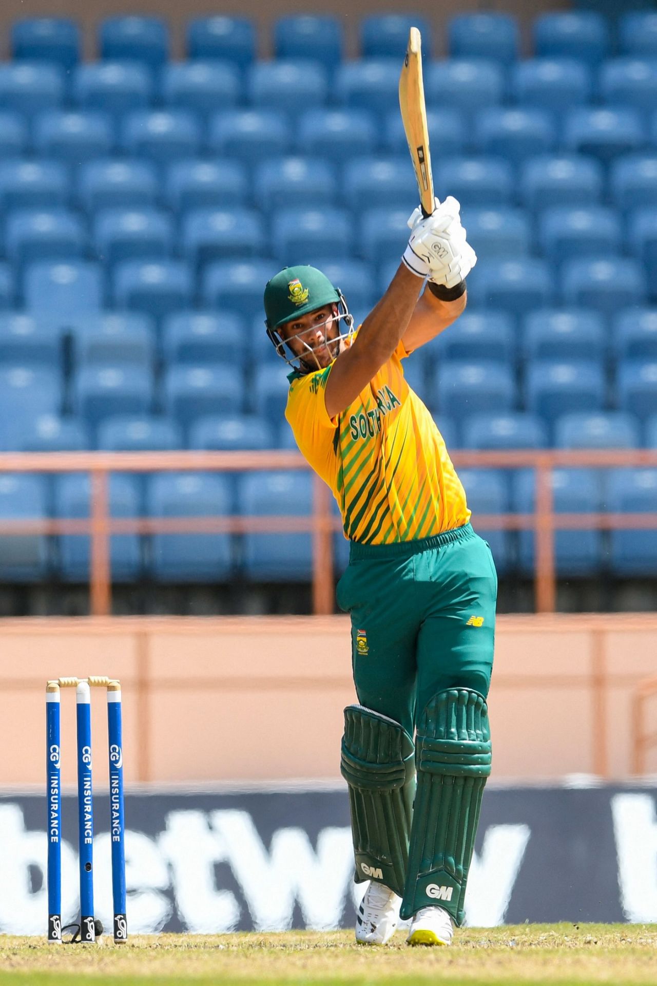 Aiden Markram drives on the up, West Indies vs South Africa, 5th T20I, St George's, July 3, 2021