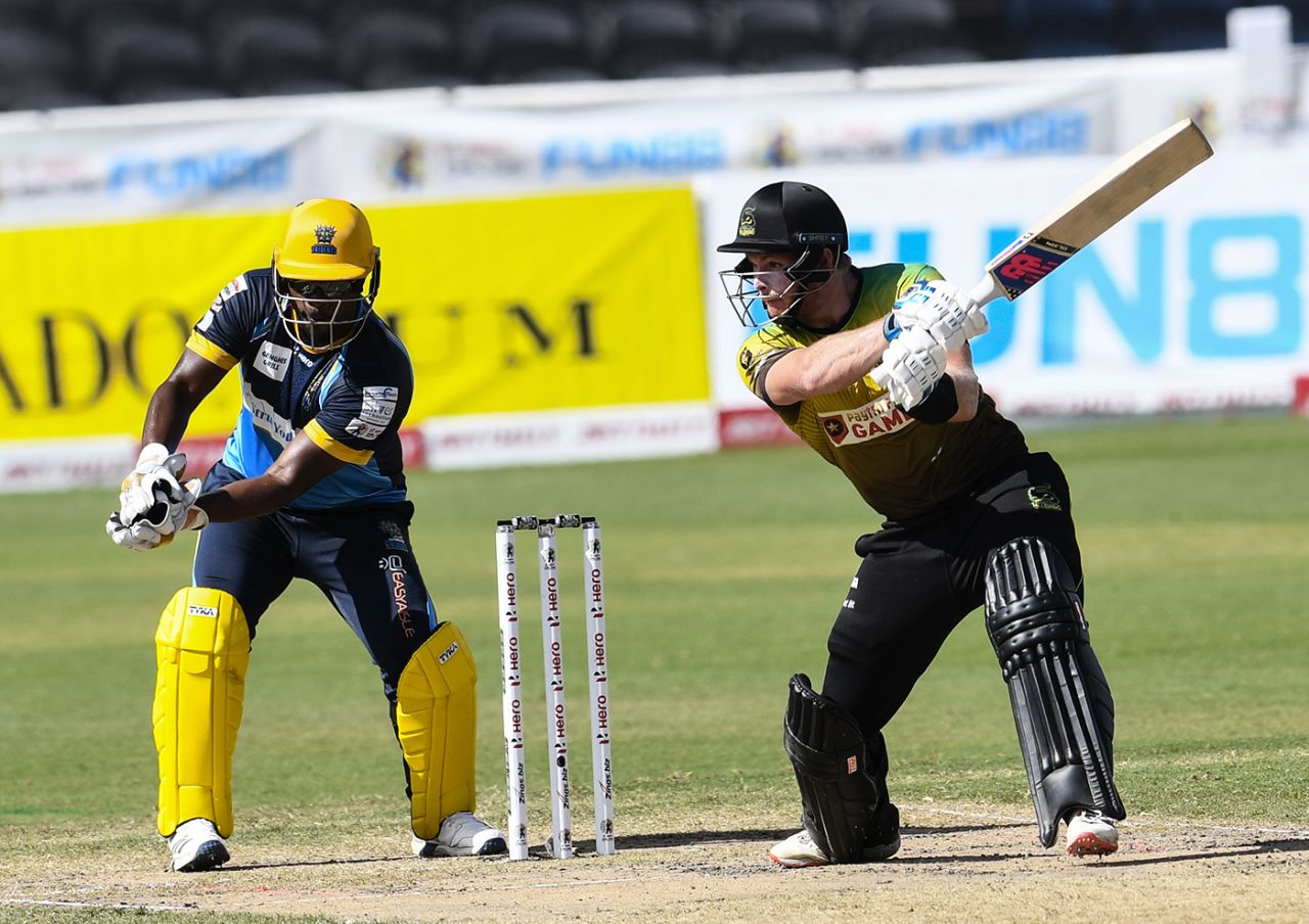 Glenn Phillips slashes at one, Jamaica Tallawahs v Barbados Tridents, CPL 2020, Trinidad, September 5, 2020