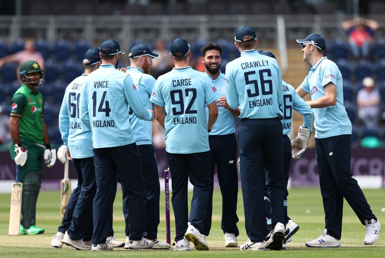 Saqib Mahmood struck with two of his first three balls at Cardiff, England vs Pakistan, Cardiff, 1st ODI, July 8, 2021