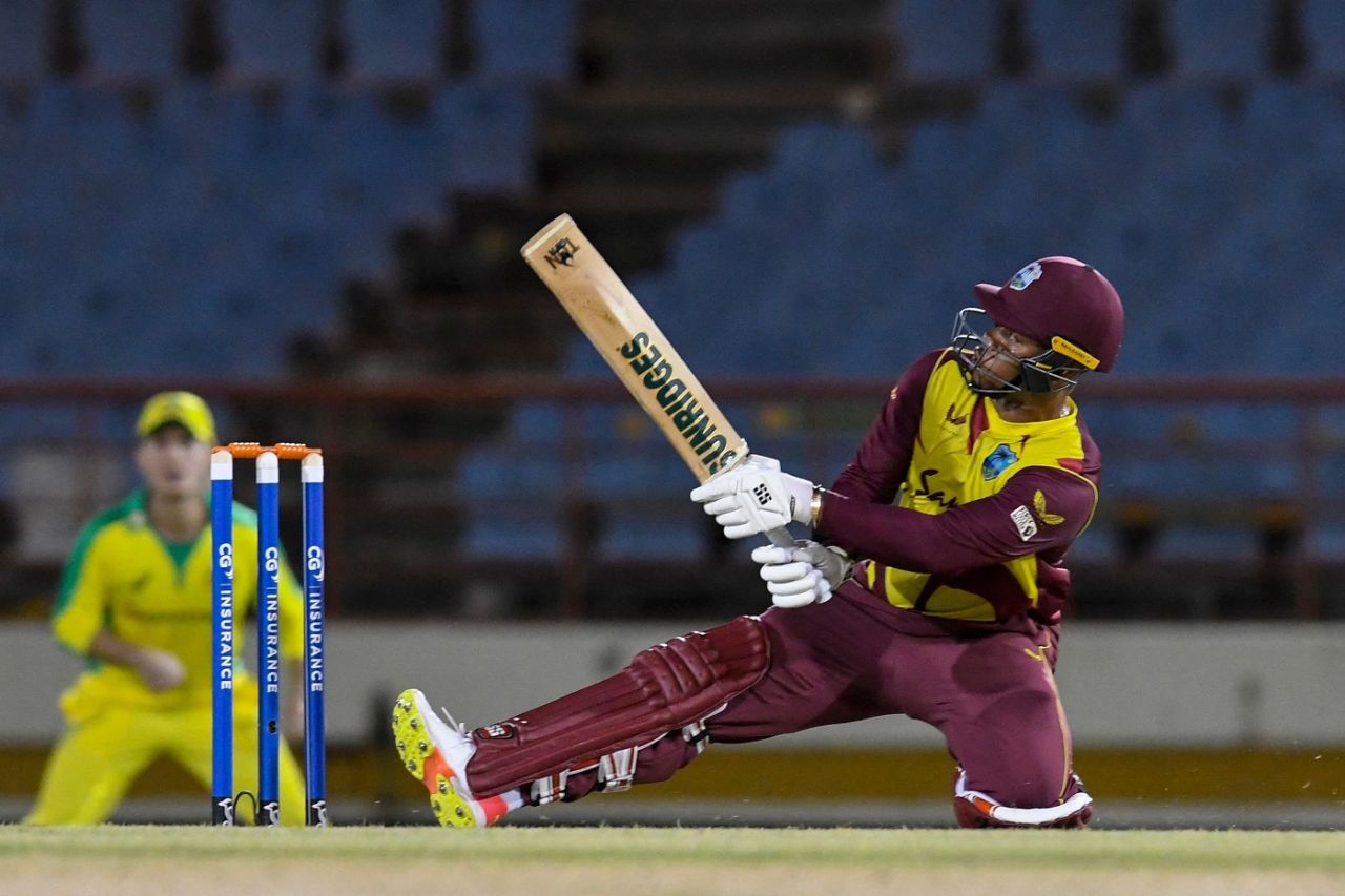 Shimron Hetmyer ramps one away, West Indies vs Australia 2nd T20I, St Lucia, July 10, 2021