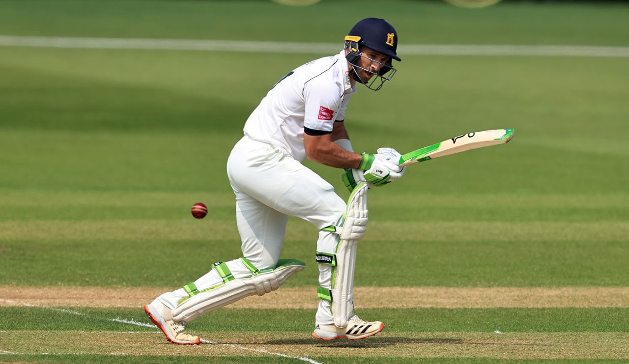 Pieter Malan gets forward, LV= Insurance County Championship, Derbyshire vs Warwickshire, Derby, June 3, 2021