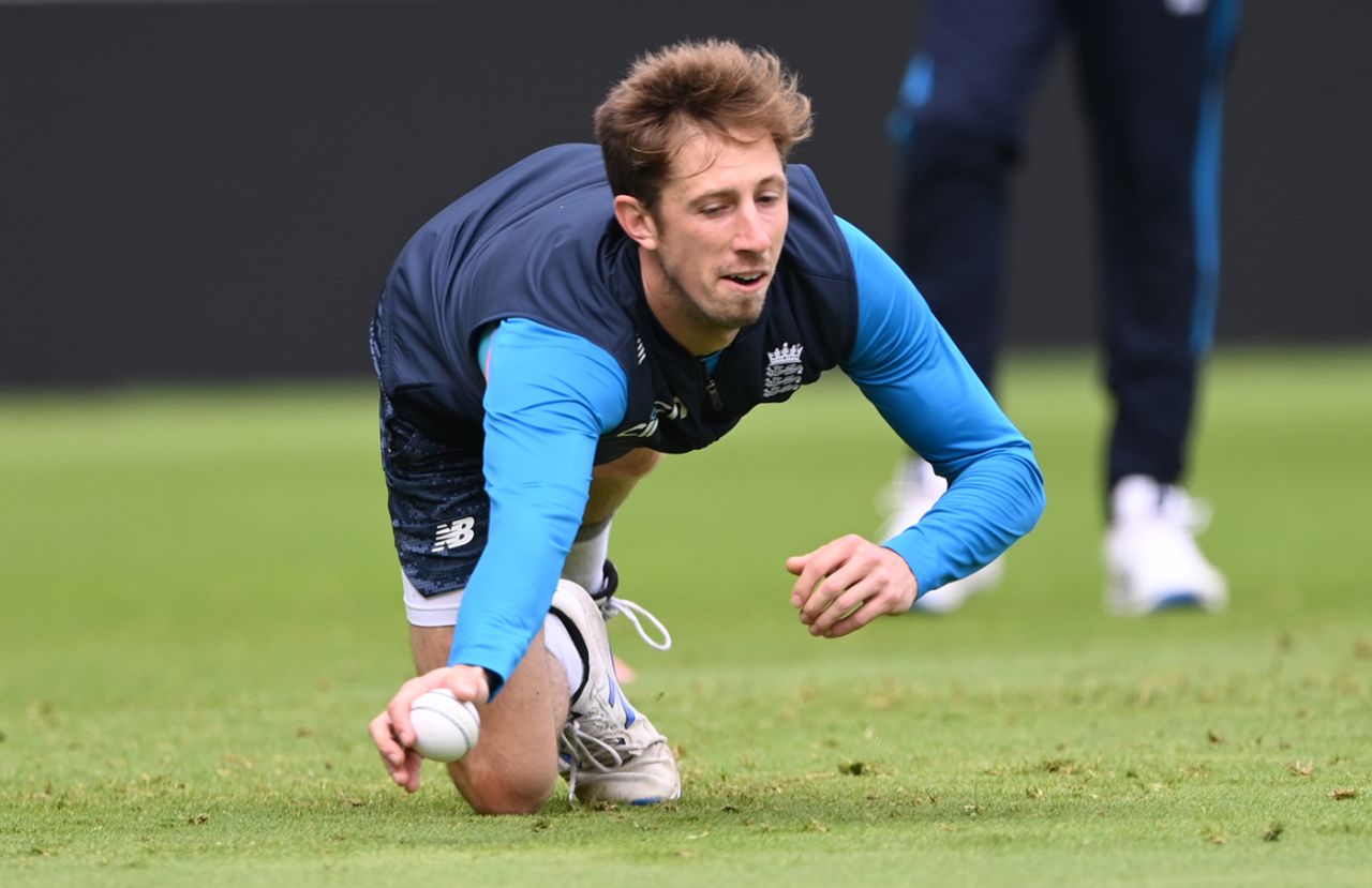John Simpson takes part in a fielding drill, Edgbaston, July 12, 2021