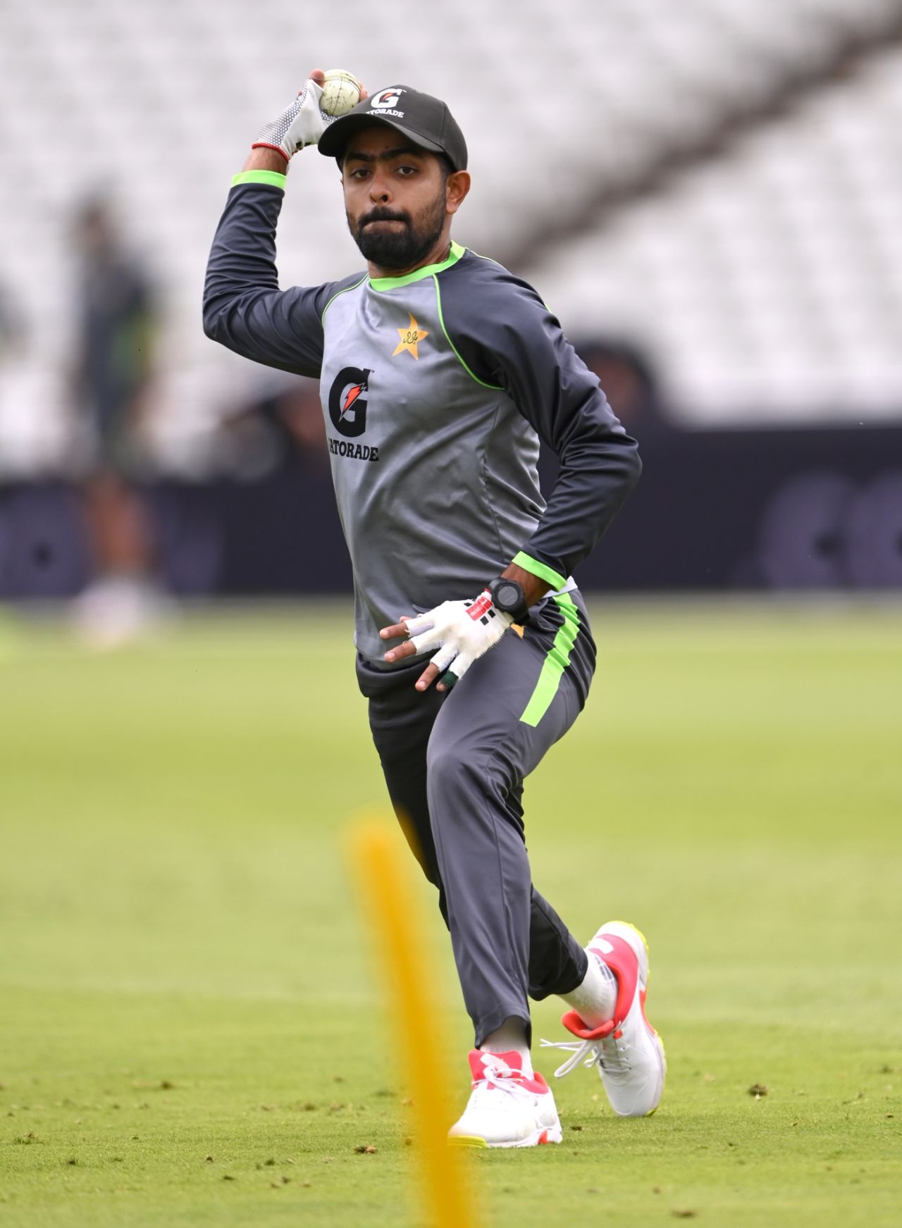 Babar Azam takes part in a fielding drill, Edgbaston, July 12, 2021