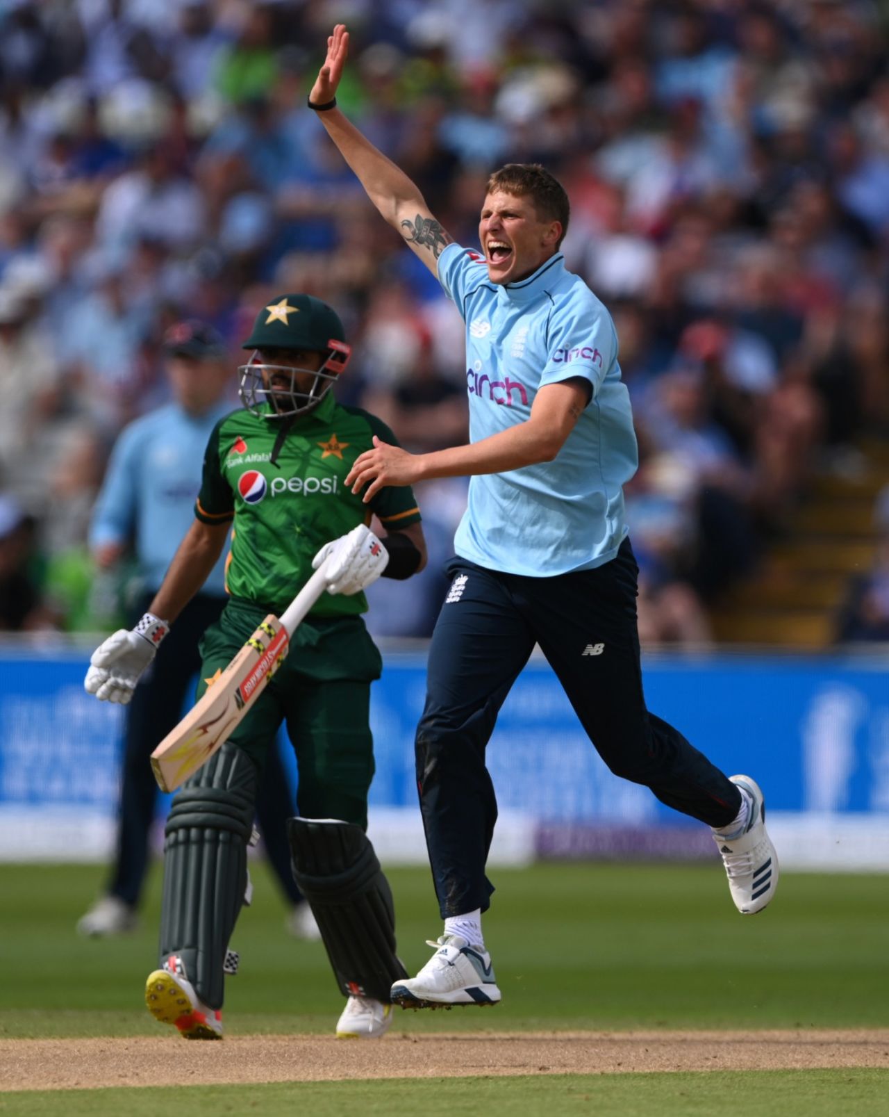 Brydon Carse claimed the wicket of Mohammad Rizwan, England vs Pakistan, 3rd ODI, Edgbaston, July 13, 2021