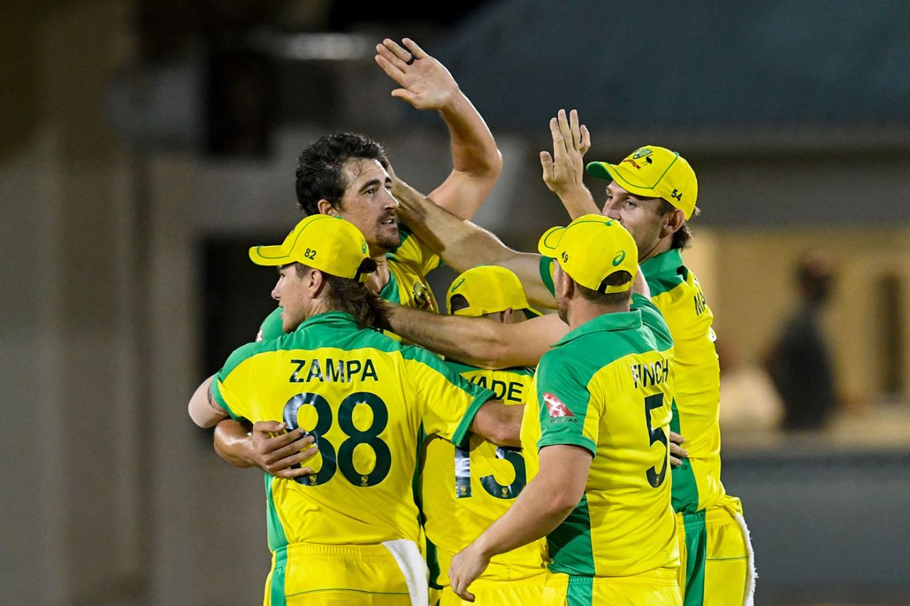 Australia celebrate clinching victory, West Indies vs Australia, 4th T20I, St Lucia, July 14, 2021