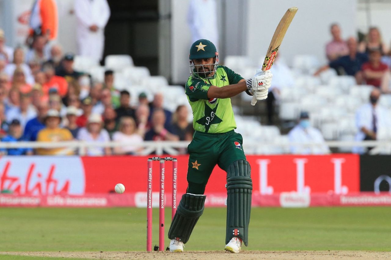 Babar Azam drives through the covers, England vs Pakistan, Trent Bridge, 1st T20I, July 16, 2021