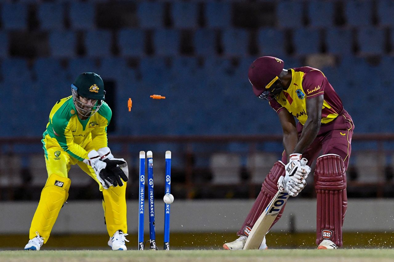 Andre Fletcher was yorked by Adam Zampa, West Indies vs Australia, 5th T20I, St Lucia, July 16, 2021