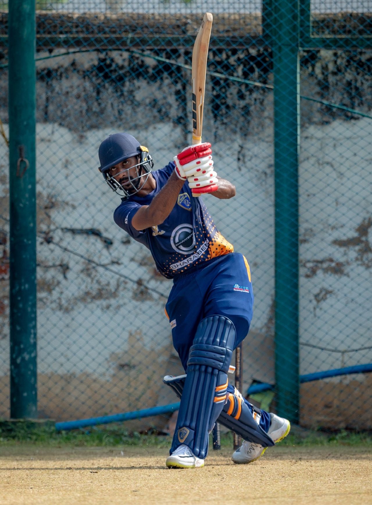 B Aparajith in action at the Nellai Royal Kings nets, Chennai, TNPL 2021, July 18, 2021