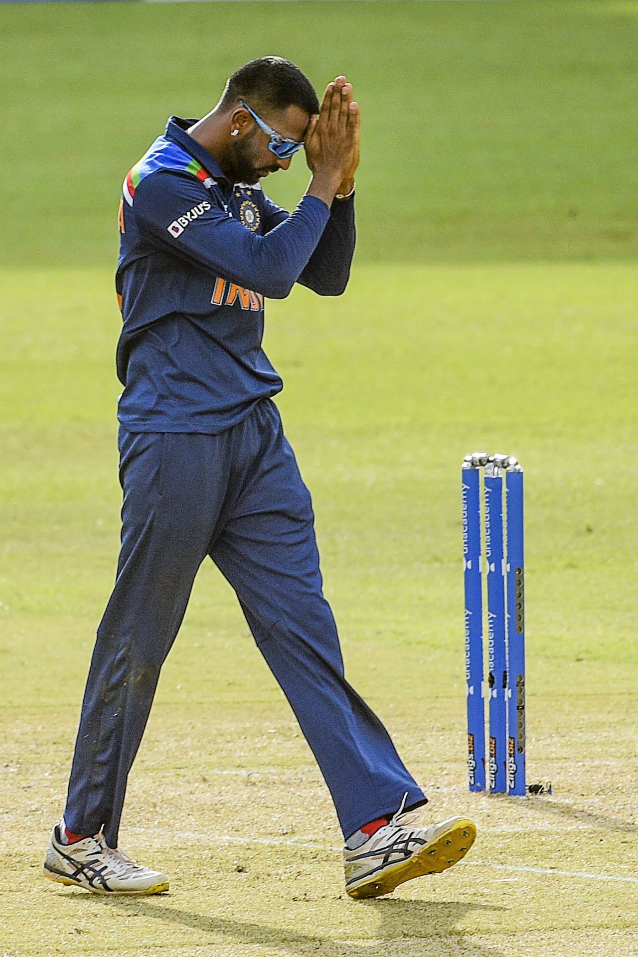 Krunal Pandya celebrates a wicket, India vs Sri Lanka, 1st ODI, Colombo, July 18, 2021