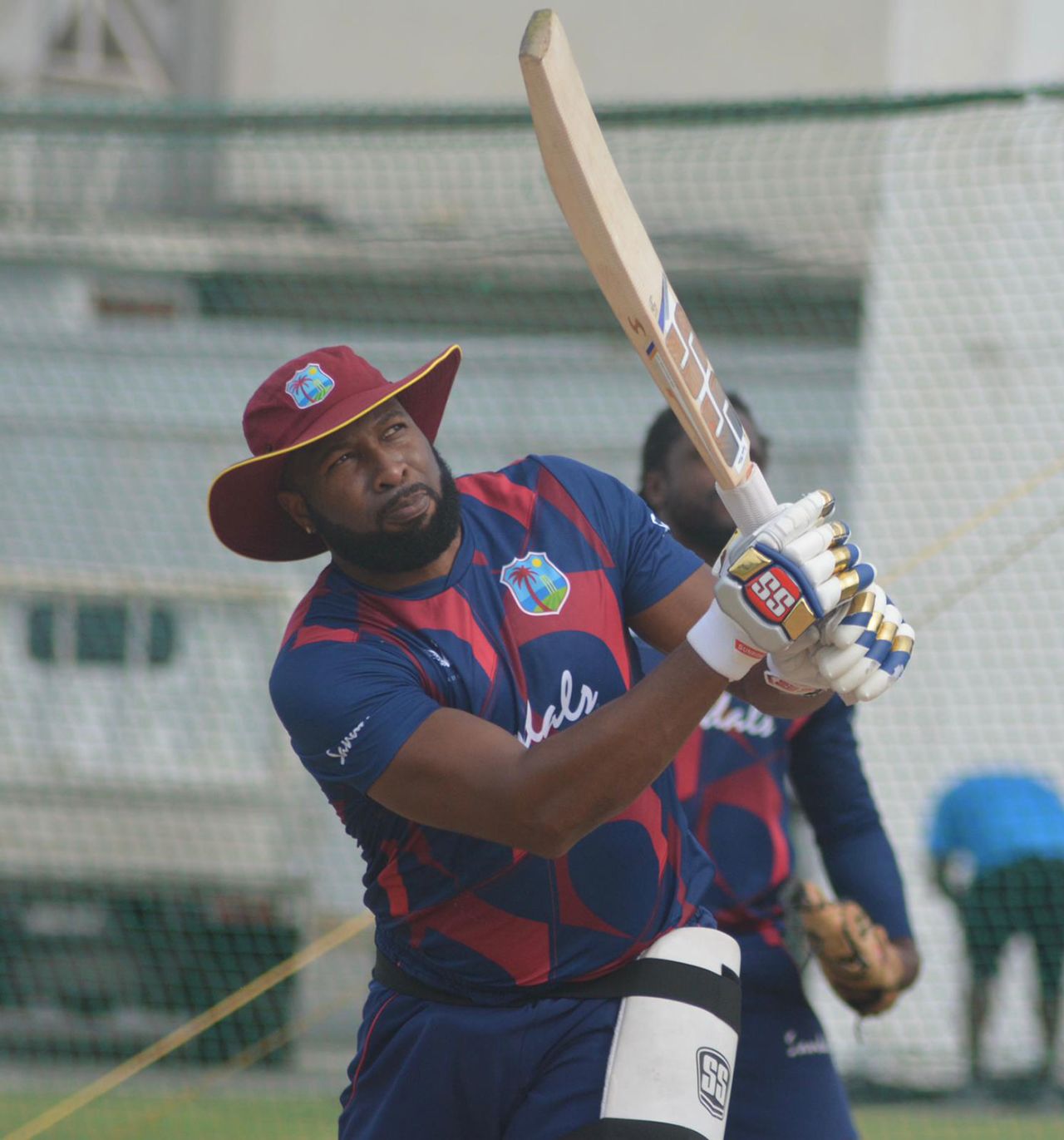 Kieron Pollard bats during training, Barbados, July 19, 2021
