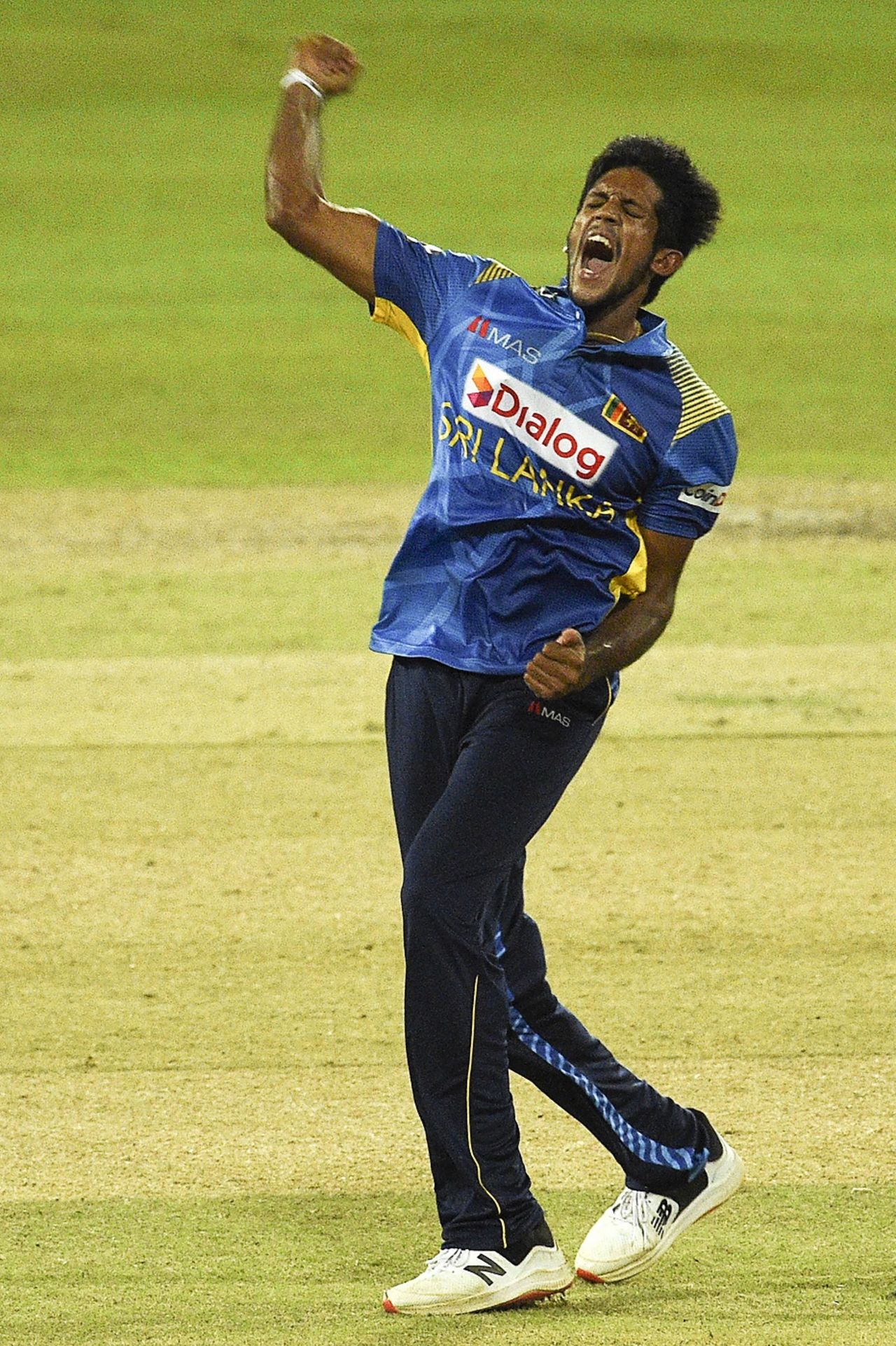 Kasun Rajitha celebrates, Sri Lanka vs India, 2nd ODI, Colombo, July 20, 2021