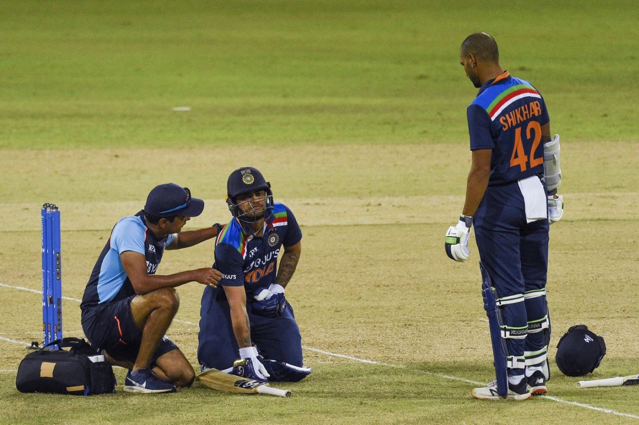 Ishan Kishan went down after being hit in the inner thigh, Sri Lanka vs India, 2nd ODI, Colombo, July 20, 2021