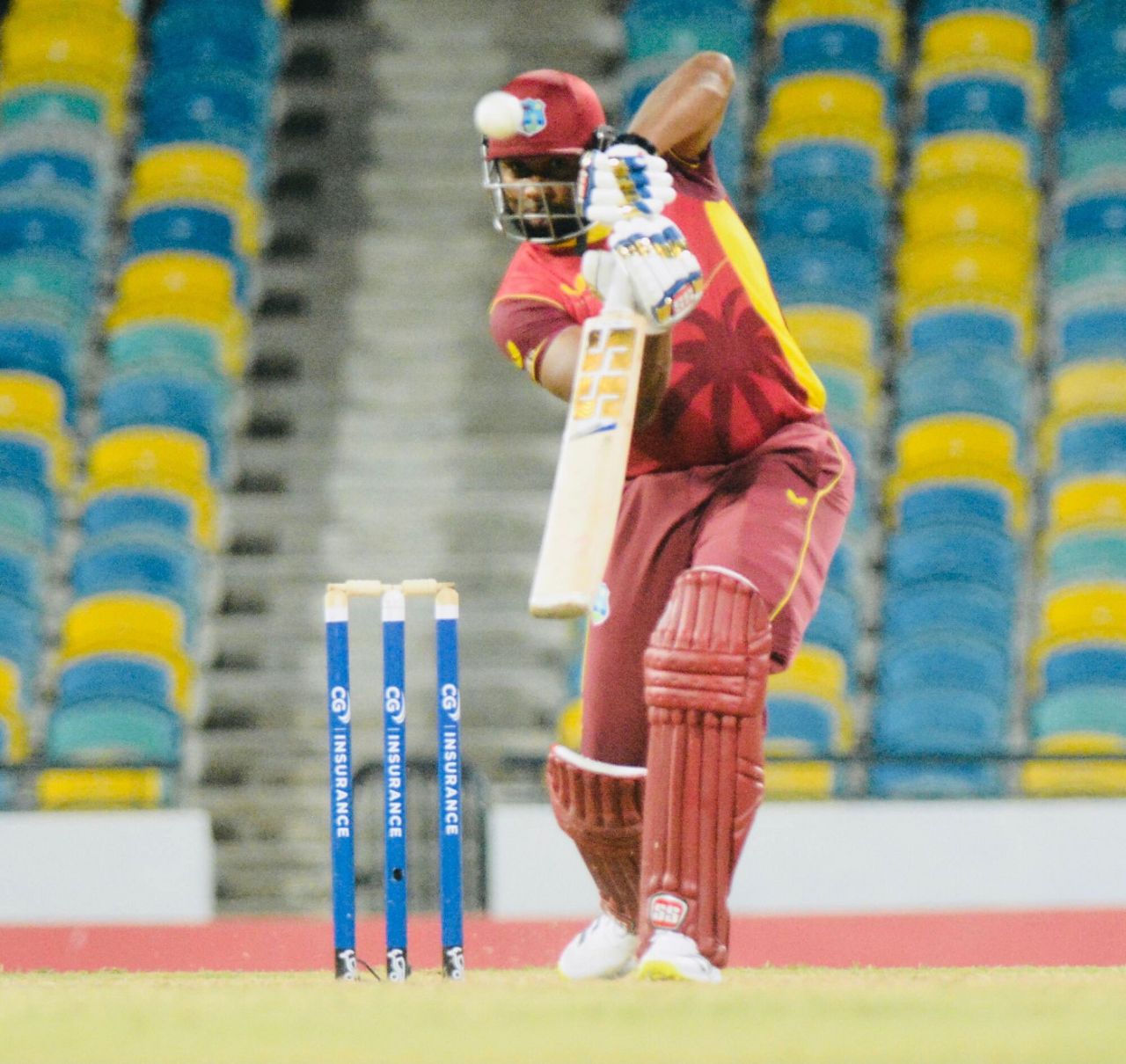Kieron Pollard plays down the ground, West Indies vs Australia, 1st ODI, Bridgetown, July 20, 2021