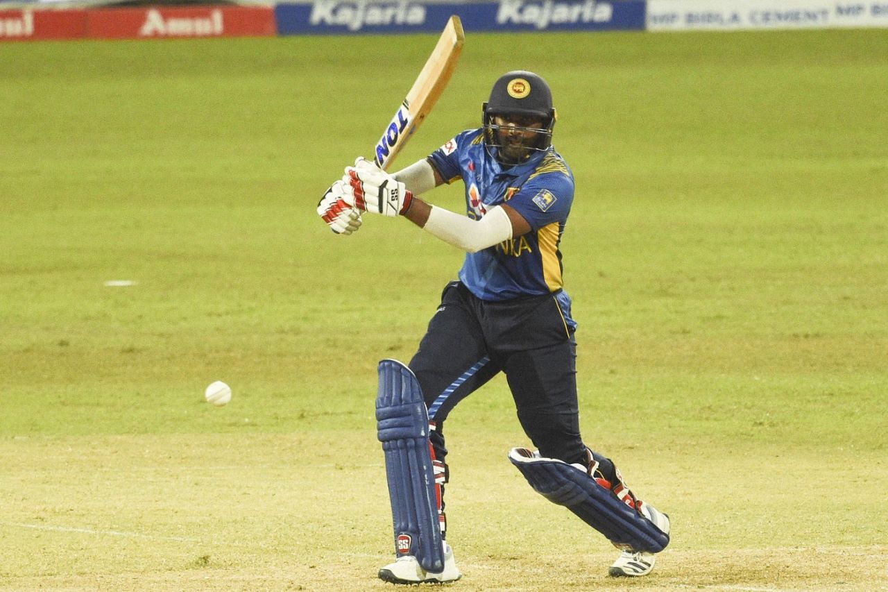 Bhanuka Rajapaksa drives, Sri Lanka vs India, 3rd ODI, Colombo, July 23, 2021