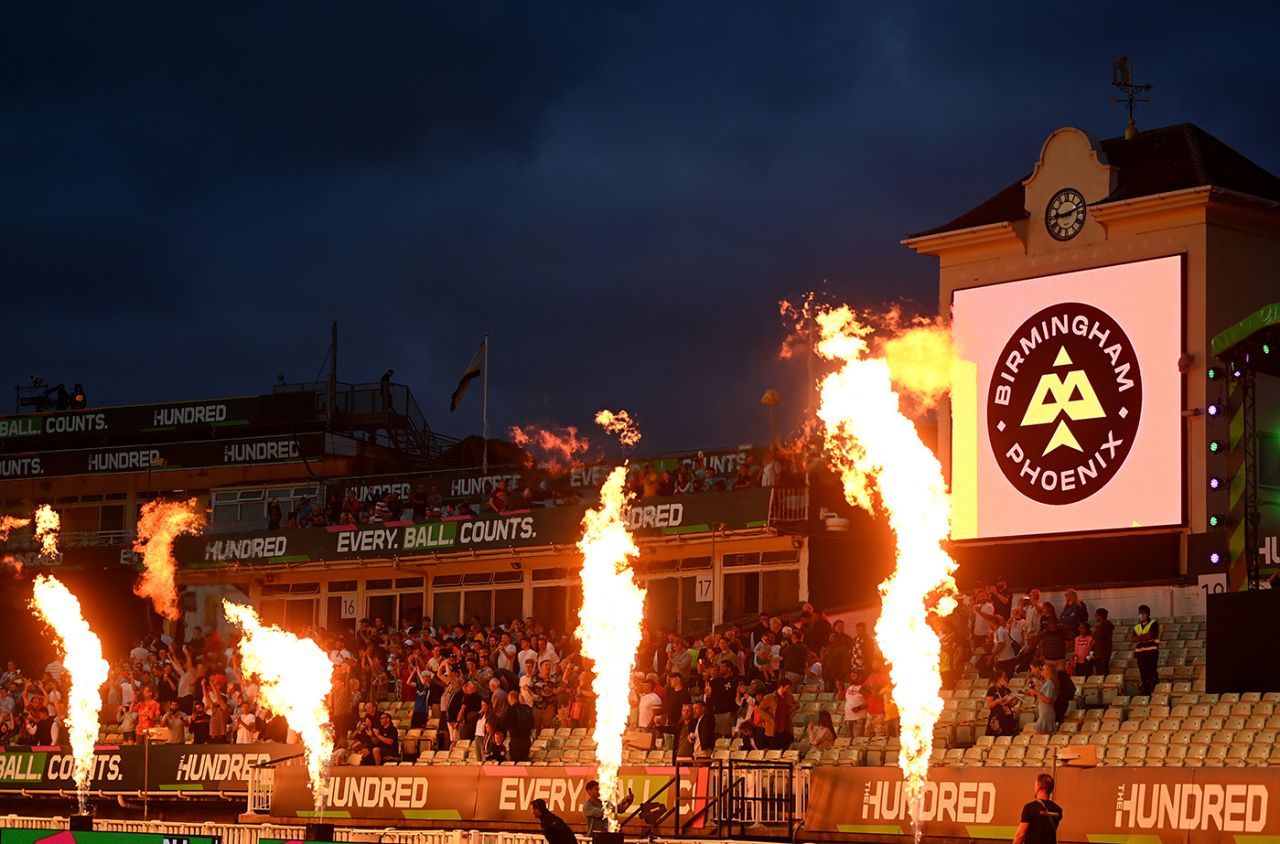 The flamethrowers were in action, Birmingham Phoenix vs London Spirit, Men's Hundred, Edgbaston, July 23, 2021