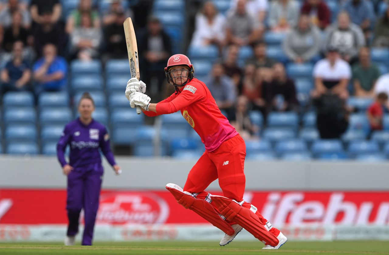 Sarah Taylor lifts over the leg side, Northern Superchargers vs Welsh Fire, Women's Hundred, Headingley, July 23, 2021