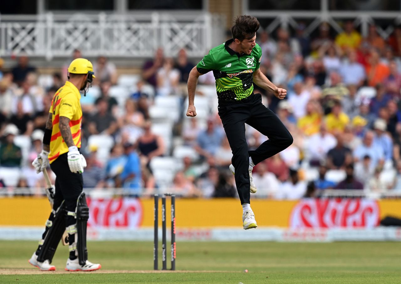 George Garton removed Alex Hales for a first-baller, Trent Rockets vs Southern Brave, Men's Hundred, Trent Bridge, July 24, 2021