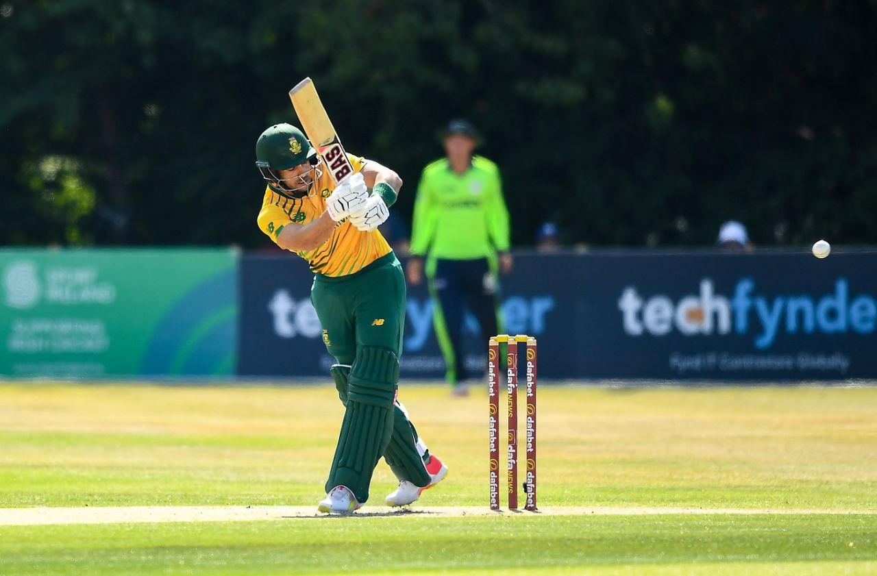 Reeza Hendricks flicks one away, Ireland vs South Africa, 3rd T20I, Belfast, July 24, 2021