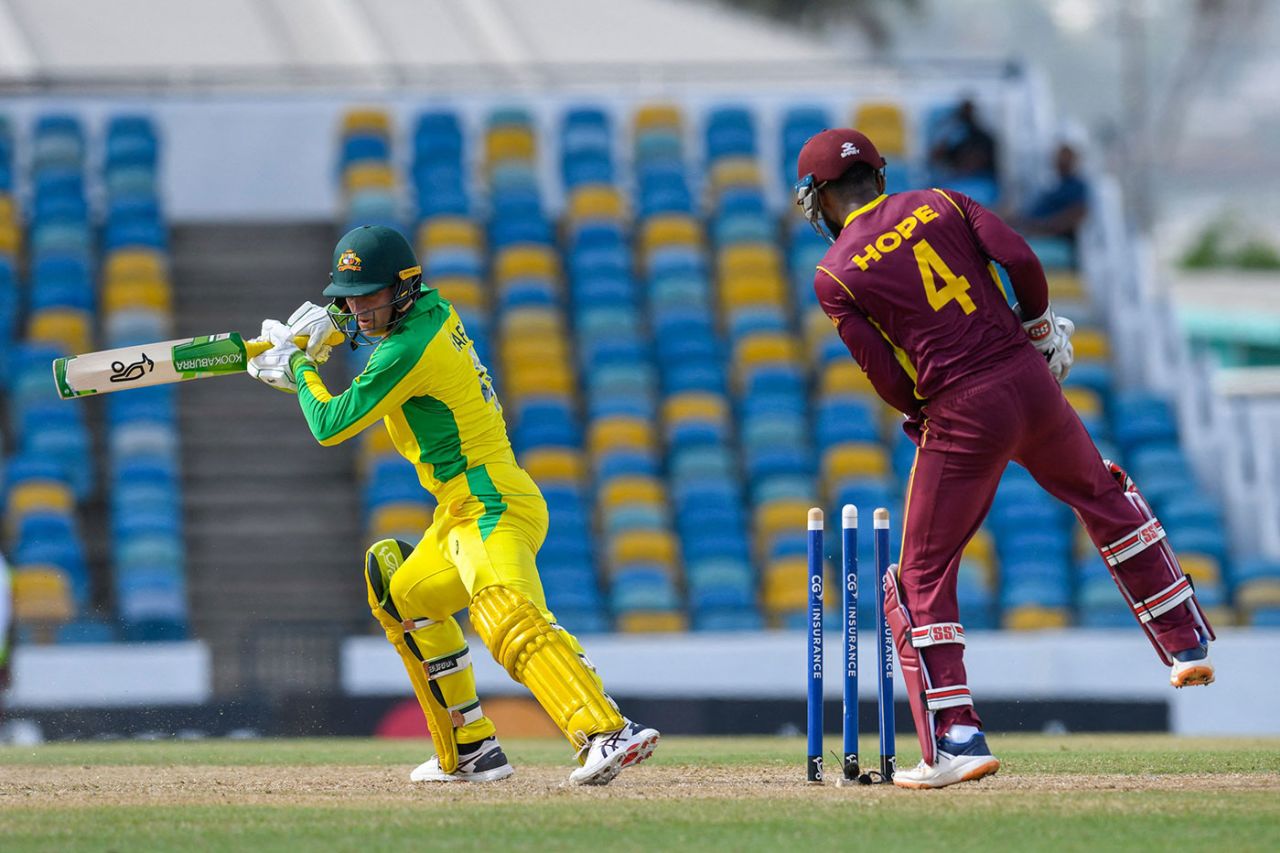 Alex Carey was bowled through the gate, West Indies vs Australia, 2nd ODI, Barbados, July 24, 2021