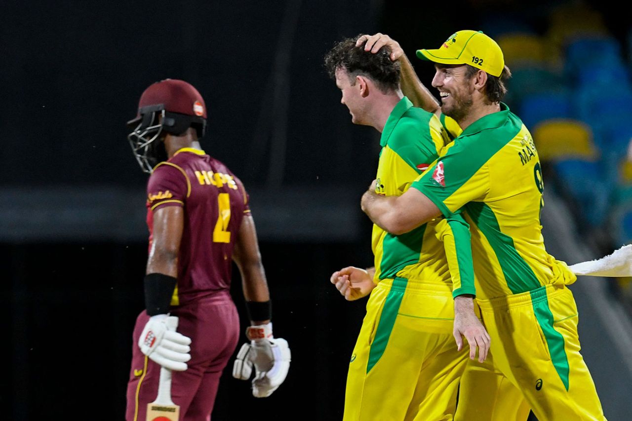Ashton Turner dismissed Shai Hope with his second ball, West Indies vs Australia, 2nd ODI, Barbados, July 24, 2021