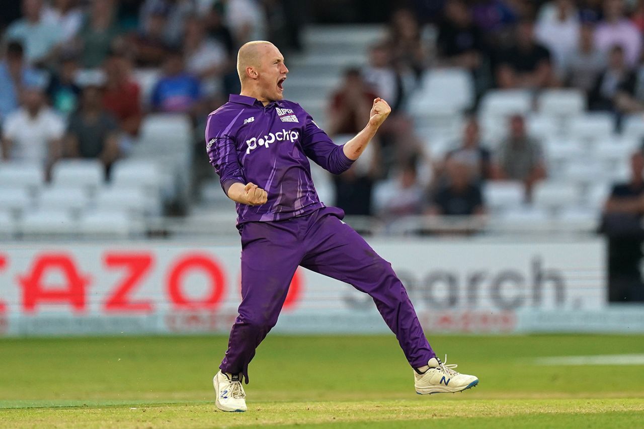 Callum Parkinson roars in celebration, Trent Rockets vs Northern Superchargers, Men's Hundred, Trent Bridge, July 26, 2021