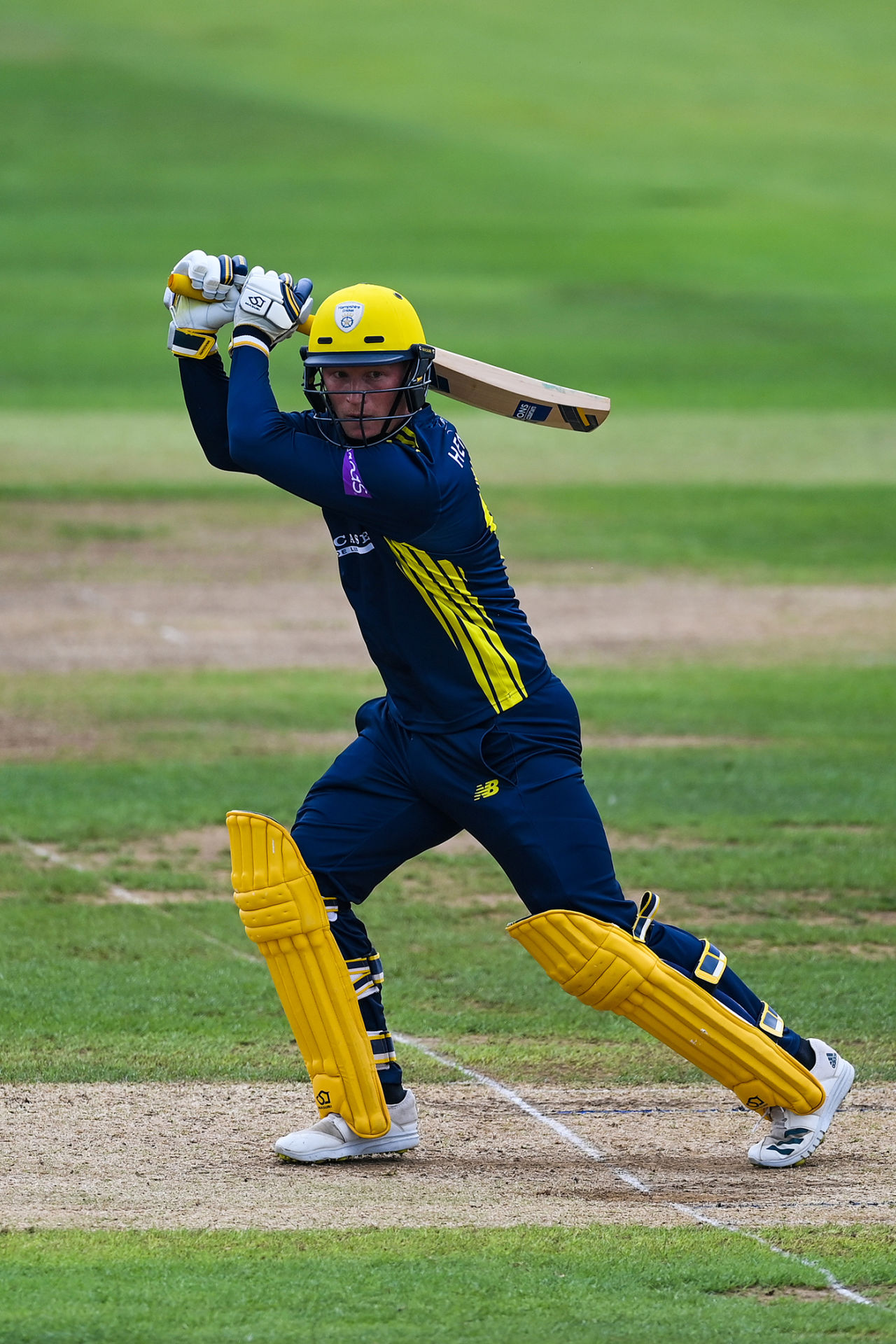 Tom Alsop drives during his half-century, Hampshire vs Sussex, Royal London Cup, Ageas Bowl, July 27, 2021