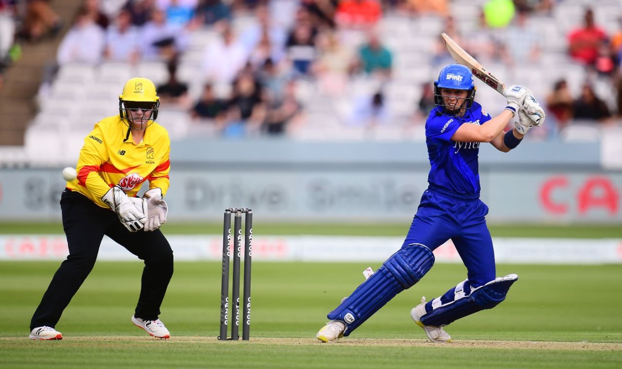 Heather Knight drives through the covers, London Spirit vs Trent Rockets, Women's Hundred, Lord's, July 29, 2021

