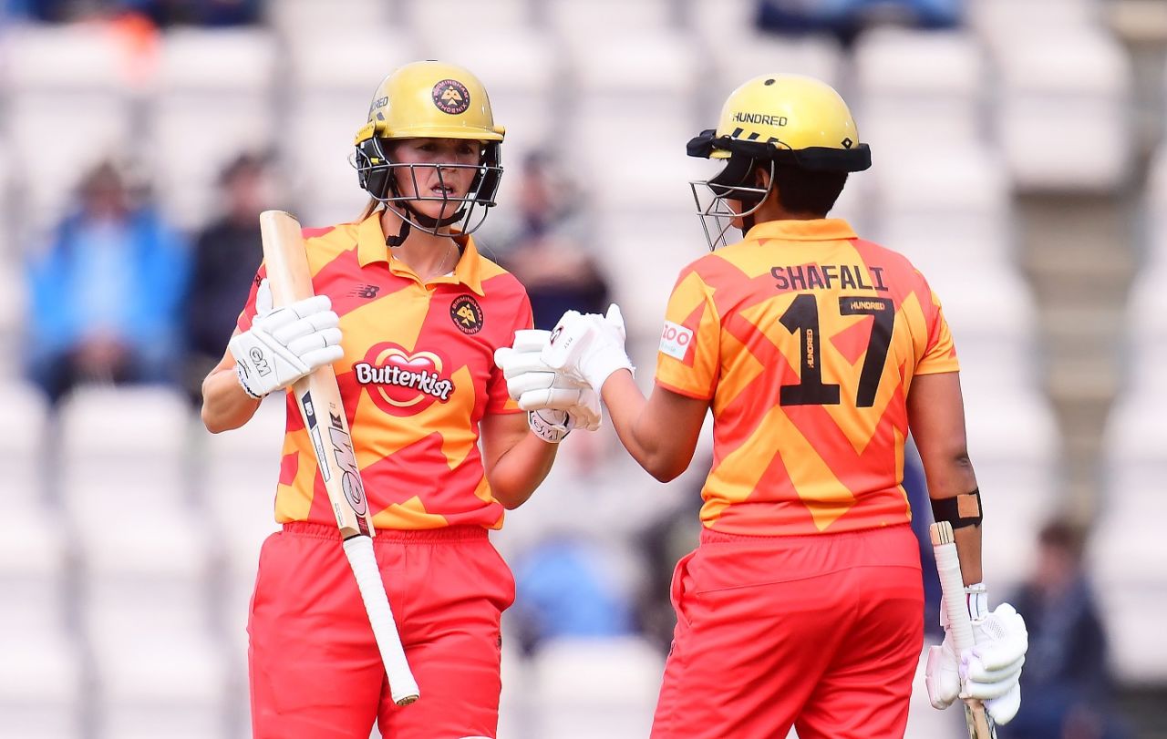 Eve Jones and Shafali Verma put on a rapid opening stand, Birmingham Phoenix Women vs Southern Brave Women, The Hundred Women's competition, Southampton, July 30, 2021