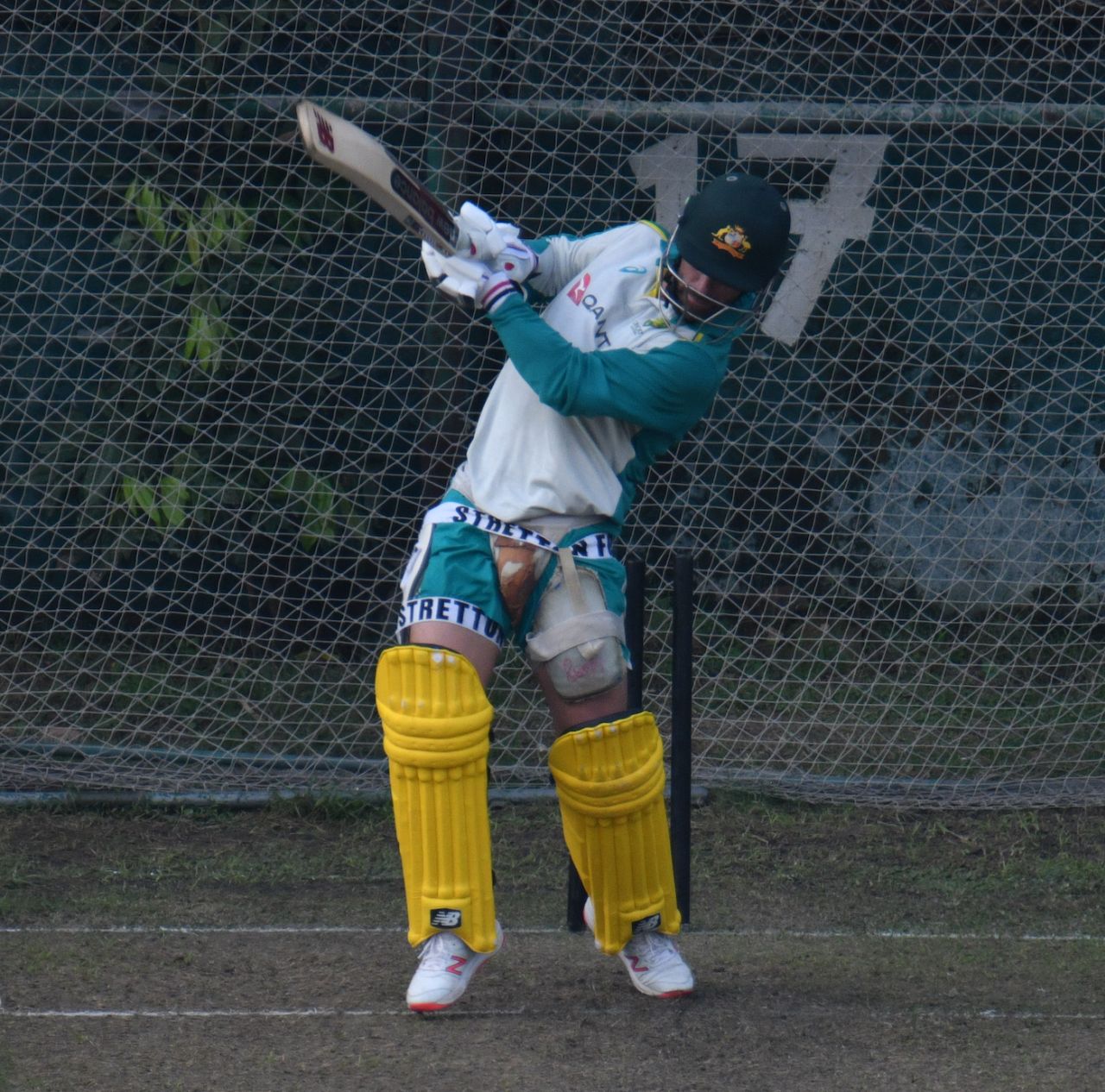 Matthew Wade bats in the nets at the Shere Bangla National Cricket Stadium, Dhaka, August 1, 2021