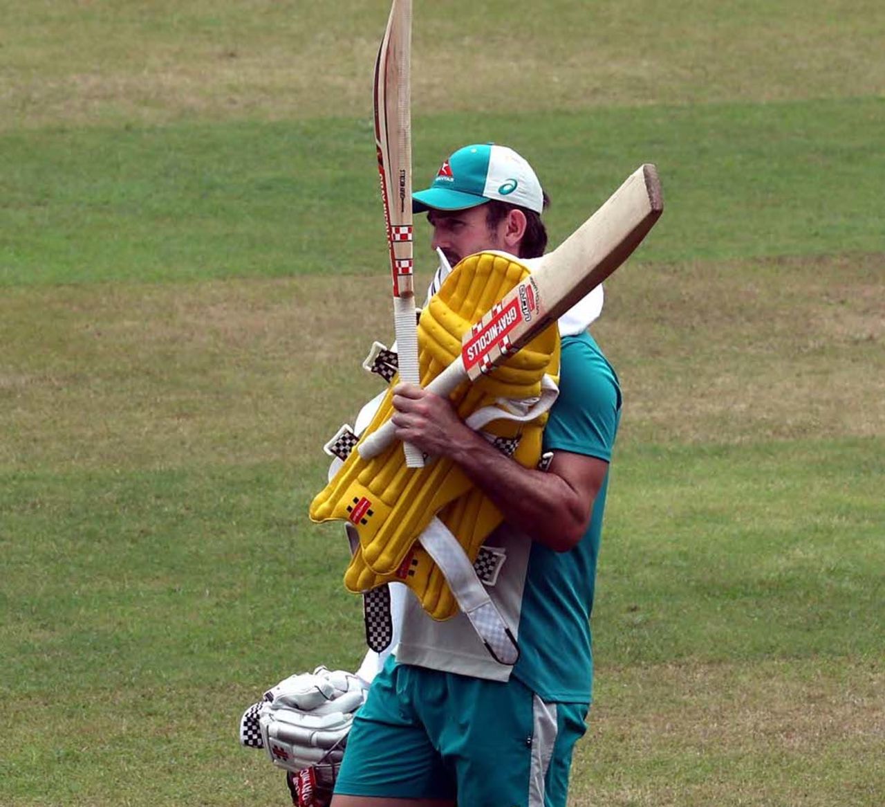 Mitchell Marsh walks out for a hit in the nets, Dhaka, August 2, 2021