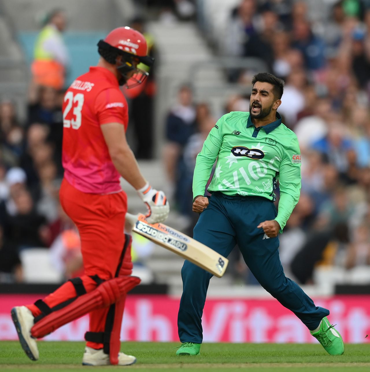 Tabraiz Shamsi roars in celebration, Oval Invincibles vs Welsh Fire, Men's Hundred, The Oval, August 2, 2021