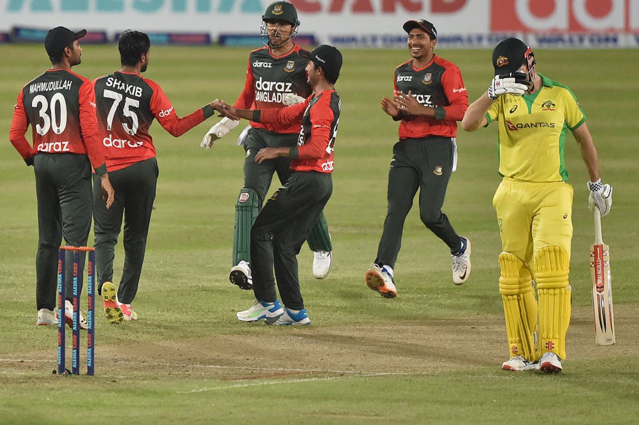 Bangladesh celebrates a wicket, Bangladesh vs Australia, 1st T20I, Dhaka, August 3, 2021