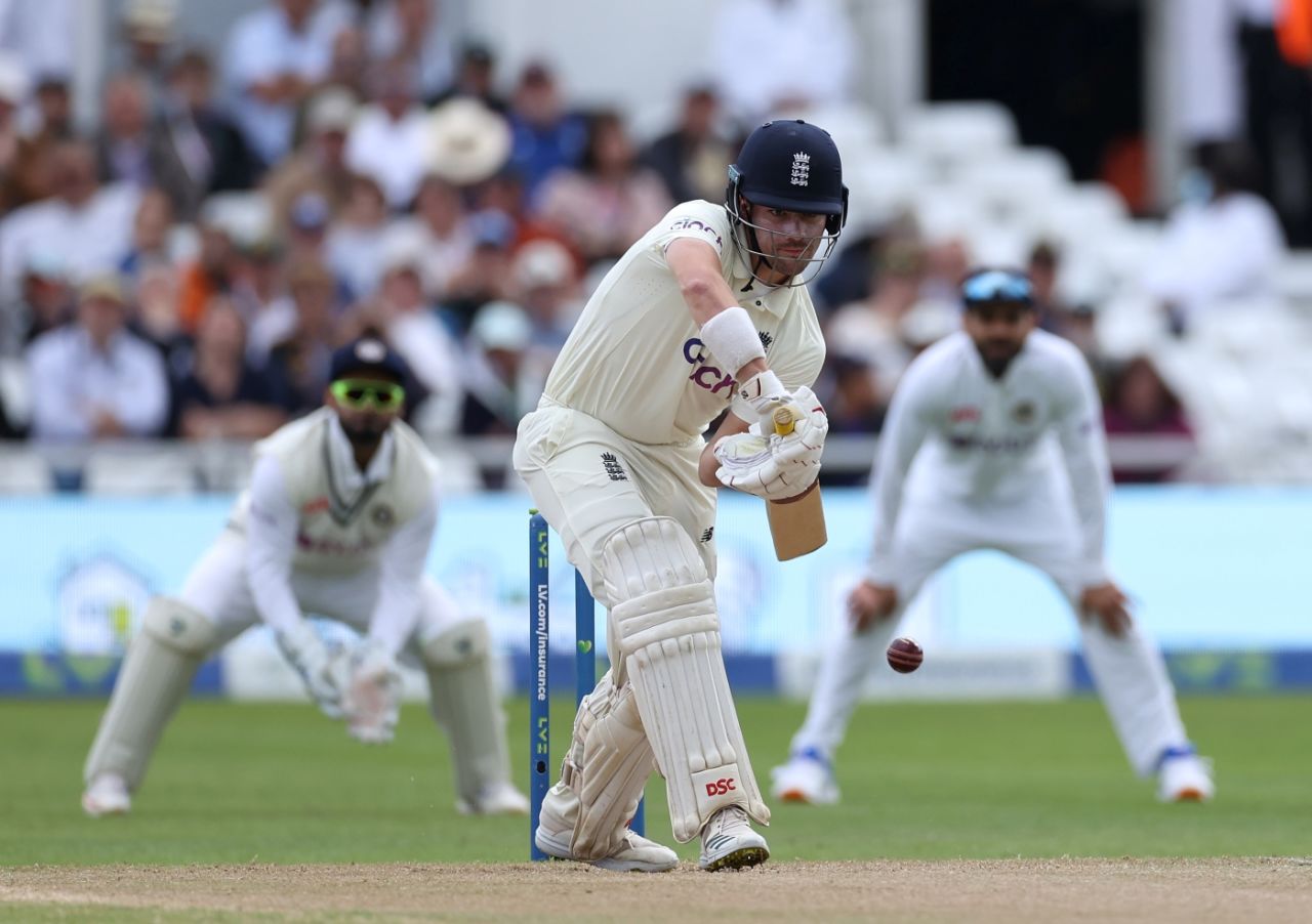 Rory Burns was watchful to begin the second innings, England vs India, 1st Test, Nottingham, 3rd day, August 6, 2021