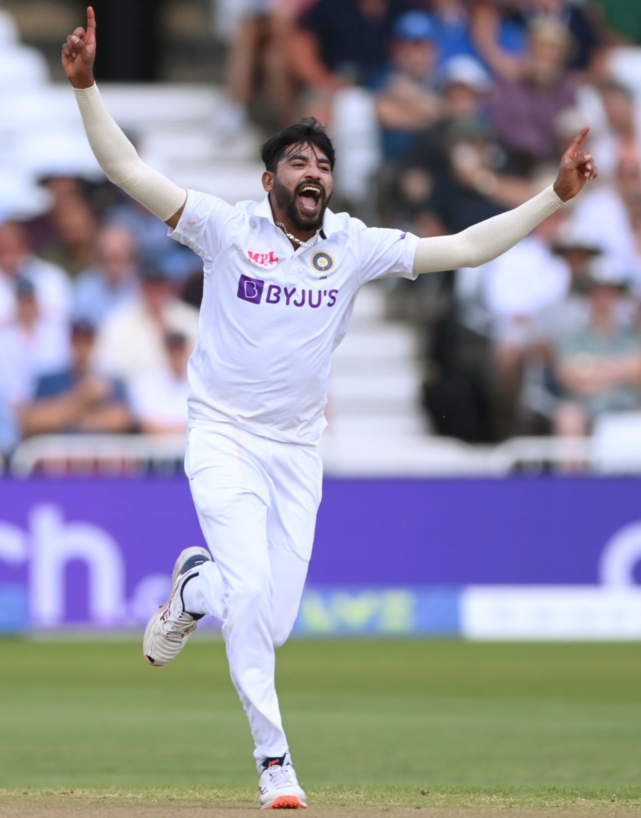 Mohammed Siraj appeals for a wicket, England vs India, 1st Test, Nottingham, 1st day, August 4, 2021